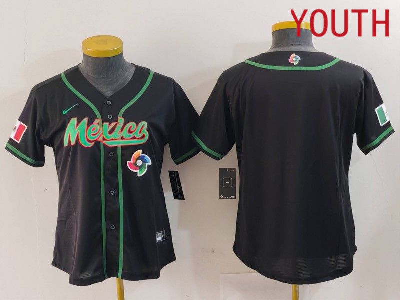 Youth 2024 World Cub Mexico Blank Black Nike MLB Jersey style 4